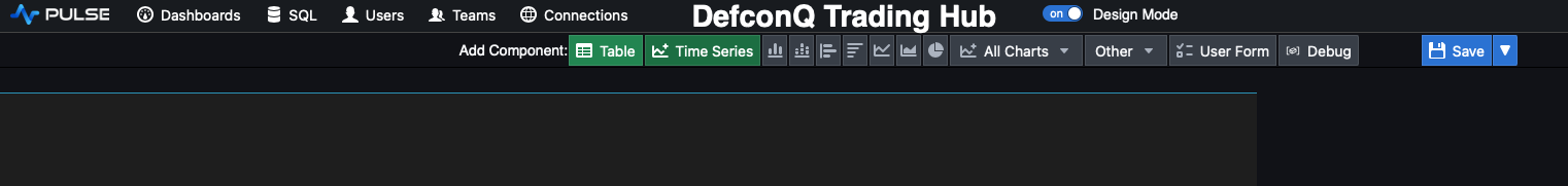DefconQ Trading Hub Dashboard - Pulse Add TimeSeries