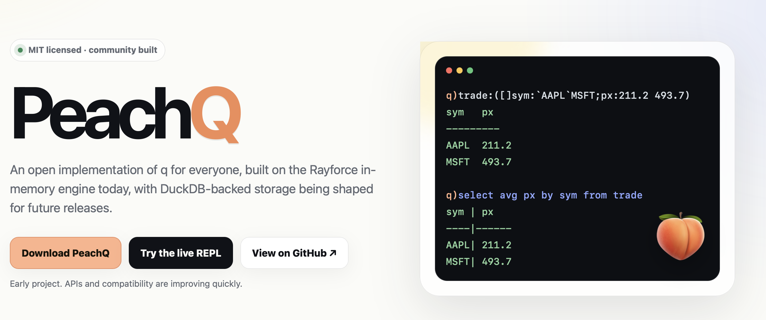 PeachQ, open source Q
